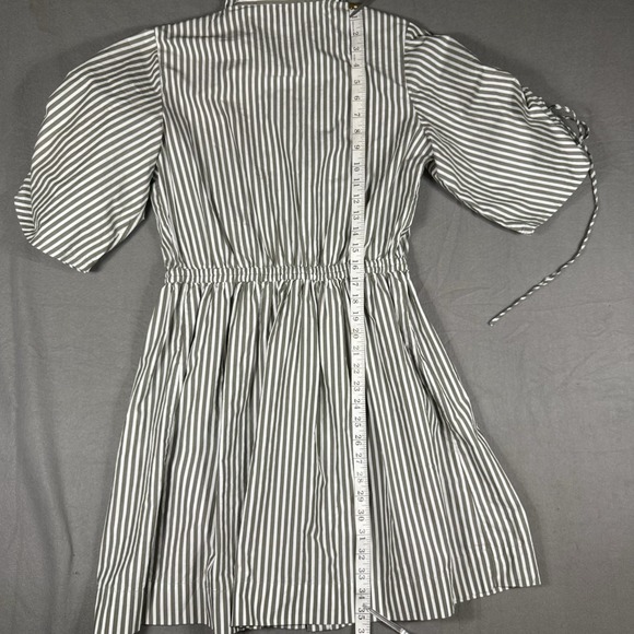 LOFT Striped Poplin Shirtdress Size 6 Tie Waist Mini Cotton - Picture 13 of 14